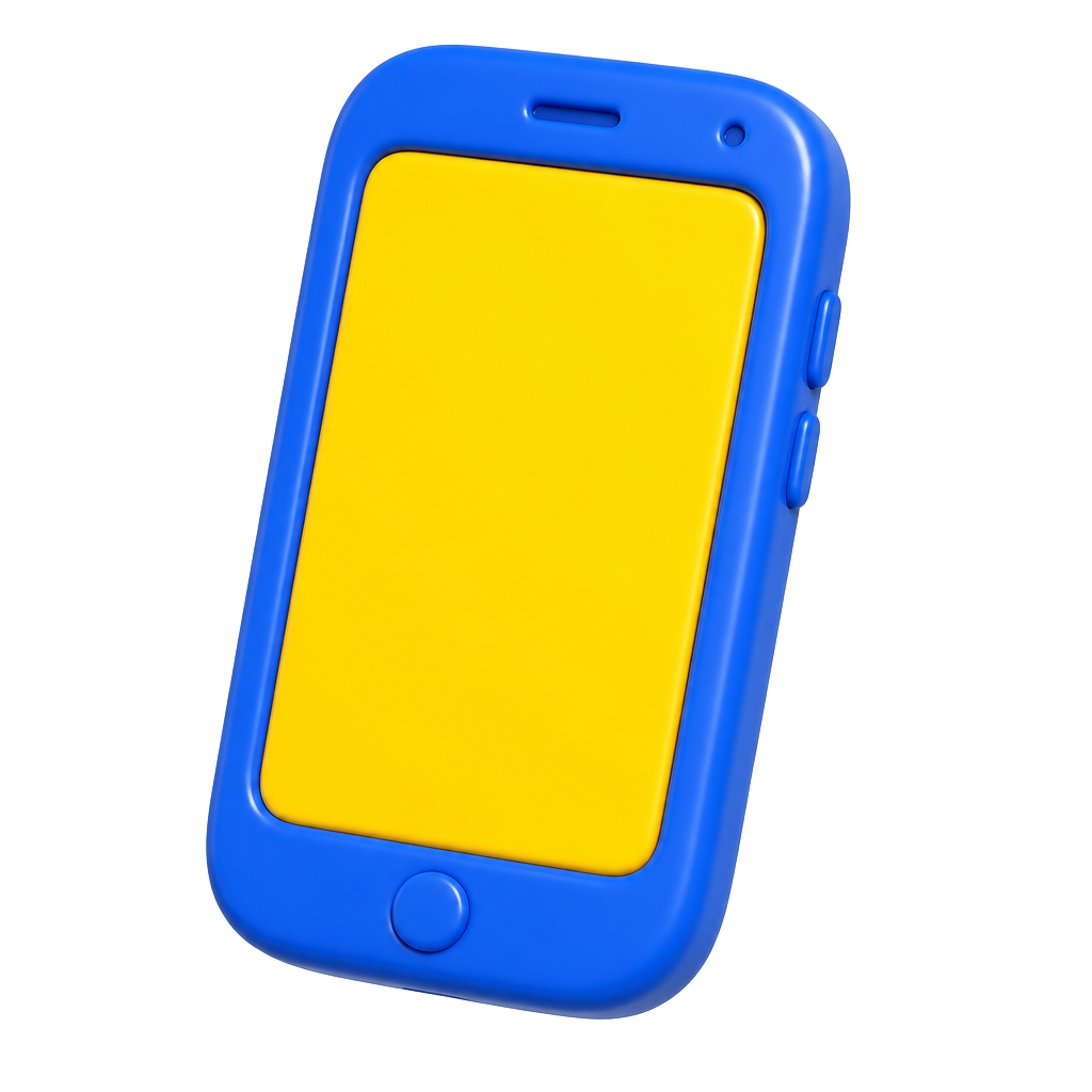A blue 3D toy phone